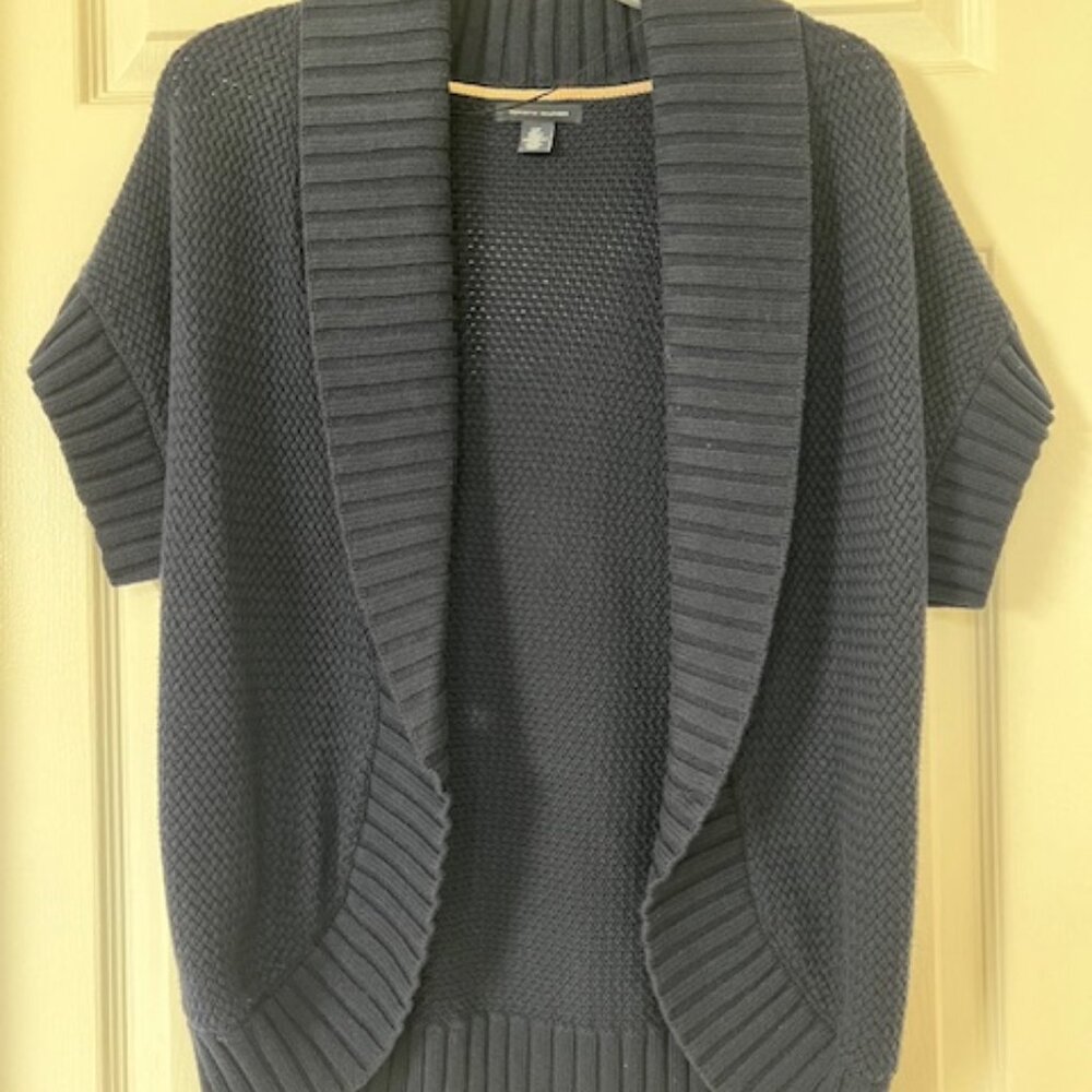 Tommy Hilfiger Short Sleeve Knit Cardigan – S – Textured Open Front Sweater